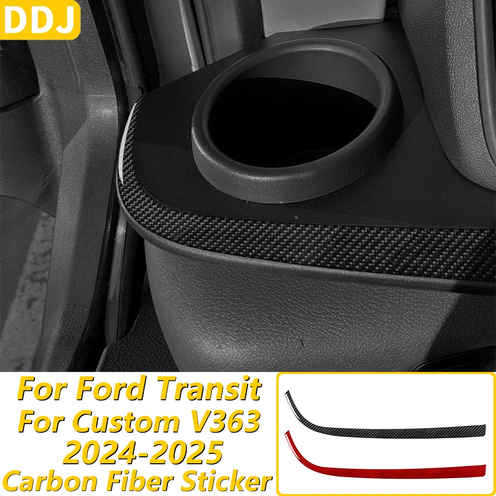 For Ford Transit Custom V363 2024 2025 Carbon Fiber Driver's Side Instrument Dashboard Panel Trim Strips Car Accessories Sticker
