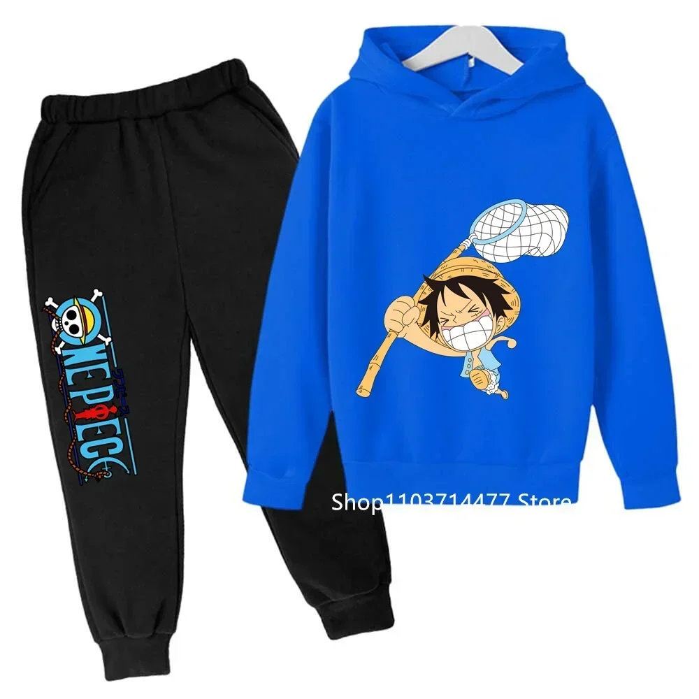 

One Pieces Hoodie Set Kids Luffy Clothes Boys Girls Clothing children's sports suit autumn hoodie pants 2-piece set