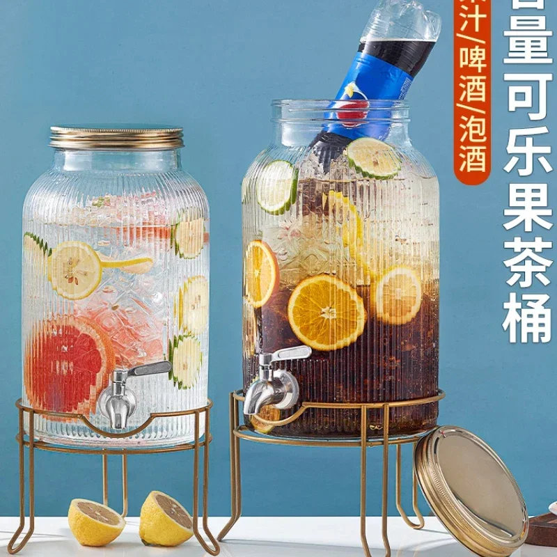 

Direct salesCoke Barrel Glass Bubble Wine Bottle Bartending Wine Barrel Beer Drink With Faucet Fruit Tea Barrel Jar Juice Conta