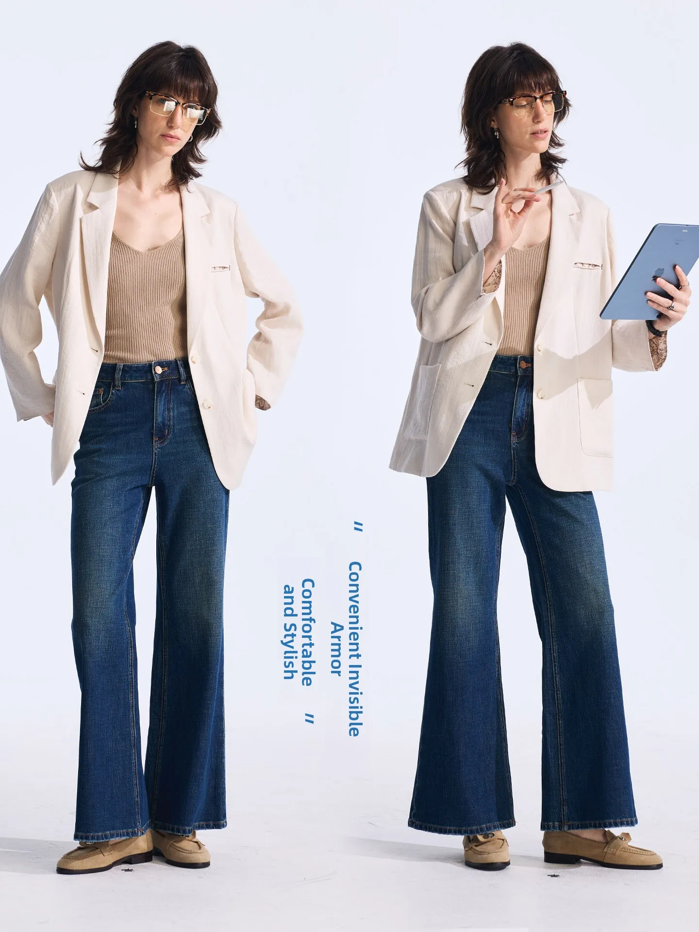 

Джинсы-клеш Rightcell Supermodel Peach Pants: женские, с высокой талией, из хлопка, на молнии, повседневные, свободного кроя, осенняя новинка