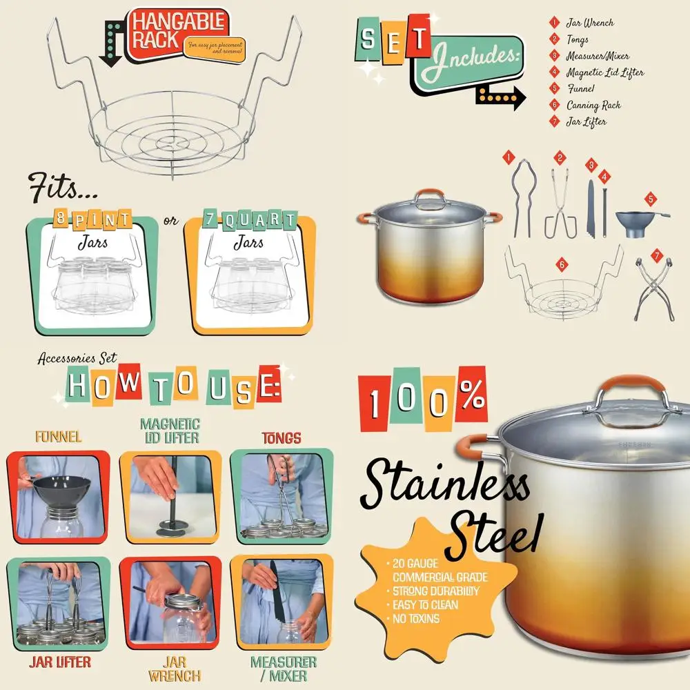 

Набор для консервирования на 20 литров из нержавеющей стали со стойкой, инструментами и миксером/мерителем (готов к индукции)