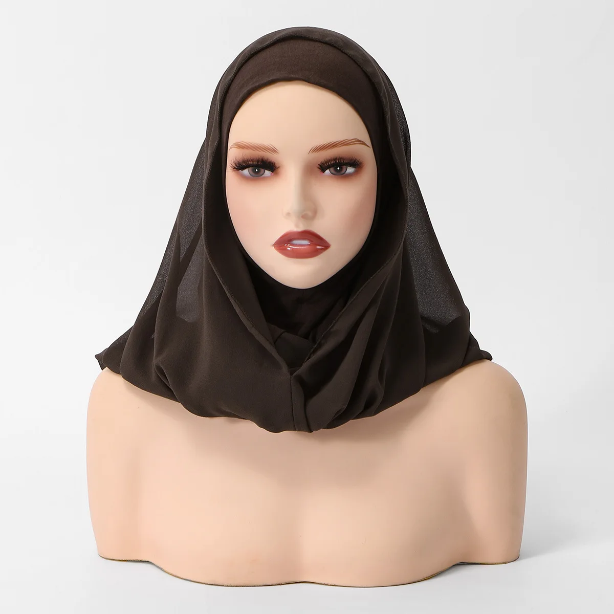 

Double Layer Pull On Instant Scarf Muslim Headscarf Women Solid Color Chiffon Hijab Islamic Head Cover Amira Shawl Wrap Turban