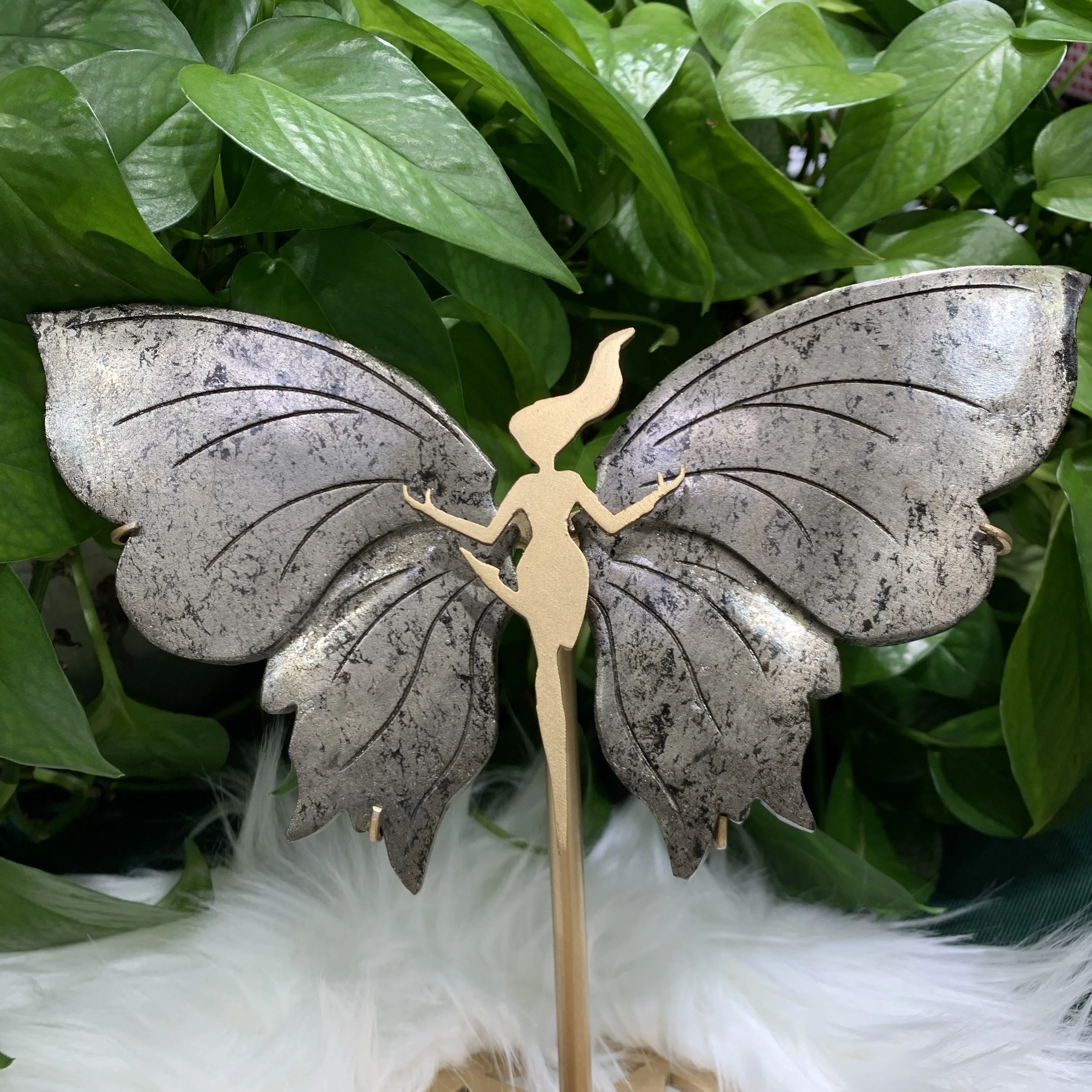 Natural Pyrite hand carved Butterfly wings Figurine crystal Wings Sculpture with showing stand for Decoration