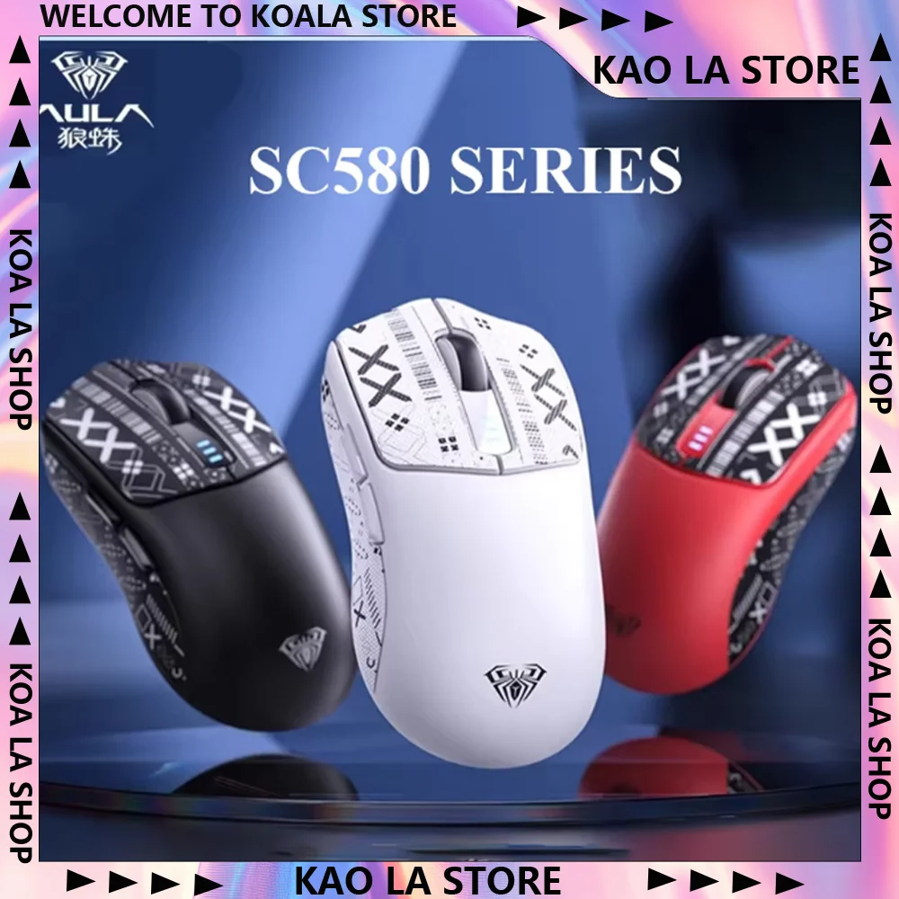 

AULA SC580 Gaming Mouse 10000 DPI Lightweight Tri-Mode Wireless Bluetooth Wired Mouse for PC Gamer E-sports Custom Gift