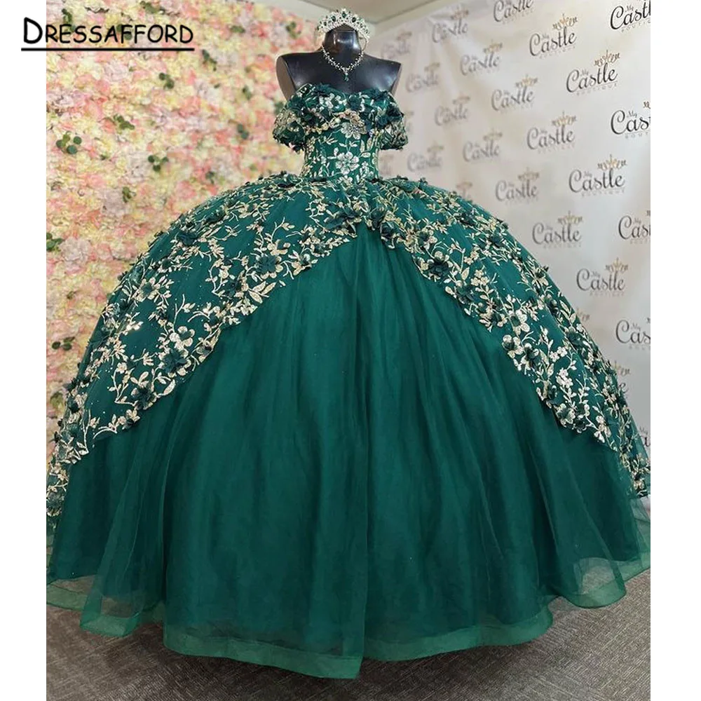 

Sparkly Quinceanera Dress Floral Applique Off the Shoulder Princess Dress Lace Sweet 15 Party Dress vestidos