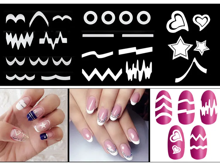 French Tip Maniküre-Aufkleber, 10/50/100 Stück, Nagelkunst-Führungsstreifen, French Line, selbstklebende DIY-Nagelaufkleber, Fransendesigns – Detail 4