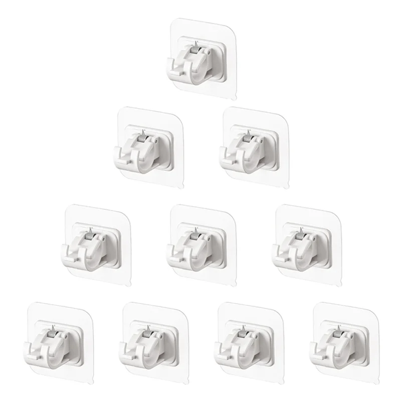 Auto-adesivo fixo Clip Hook Bracket, Cortina Rod sem pregos, sem perfuração, 10pcs