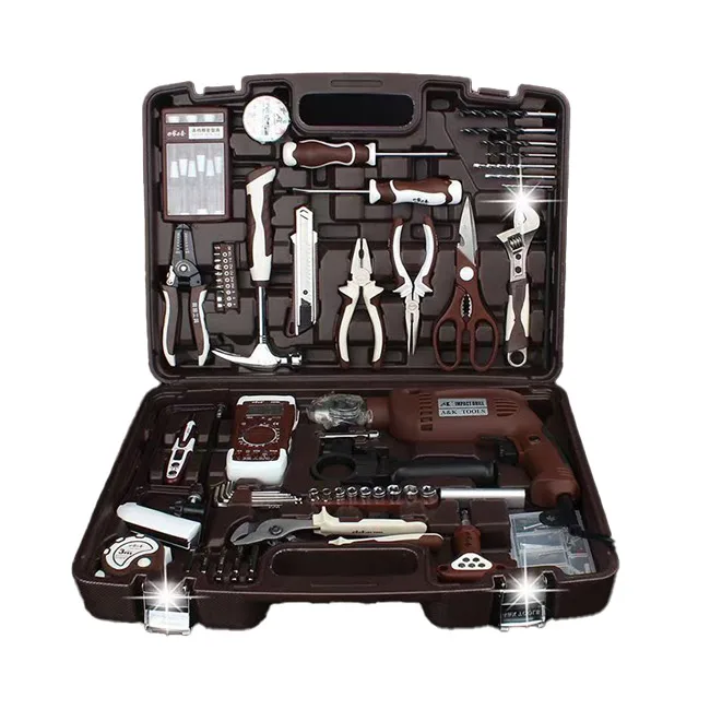 YYHC-124-piece Power Tool Combination Kit Power Tool Set 12v Cordless Drill for Home Repair Hybrid Car Home Repair Kit