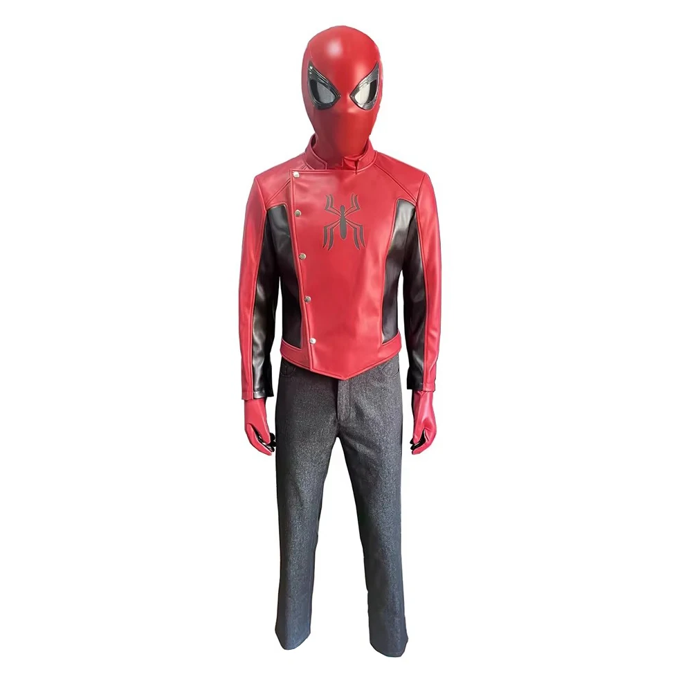 

Superhero Peter Parker Costume Leather Spider Coat pants Helmet with Movable eyes Last Stand Suit Cosplay Halloween