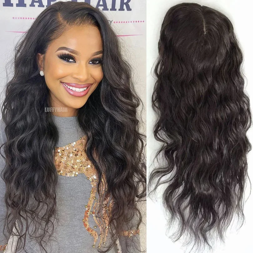 Natural Black Soft Long 28'' Body Wave Glueless 5x5 Silk Base Jewish Human Hair Wig Baby Hair HD Lace European Hair Preplucked