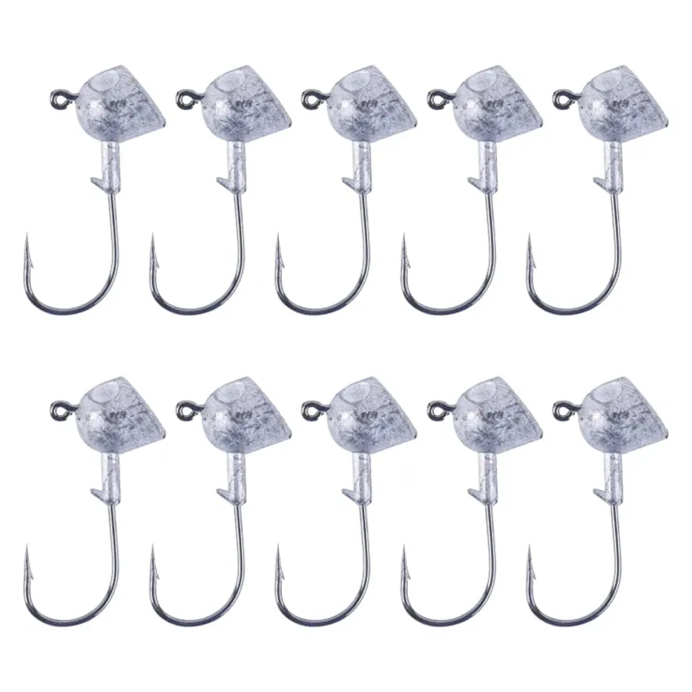 

Goture 10Pcs Unpainted Fishing Jig Head Hook Lead Head Jig Hook Set for Soft Lure Bait Freshwater Saltwater Bass Crappie Trout