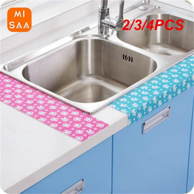 2/3/4PCS Waterproof Sticker Washable And Reusable Printed Suede Surface Kitchen Sink For Bathroom Wash Table Bathroom Gadgets