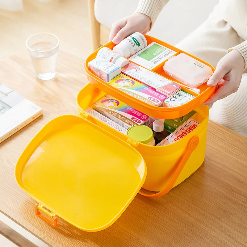 Медицинская коробка, семейная многослойная бытовая коробка большой емкости для экстренной медицинской помощи, ящик для хранения лекарств, мини-органайзер для таблеток