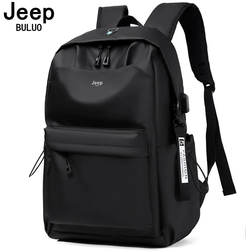 JEEP BULUO New Large Capacity Backpack Men Laptop Backpacks   Solid Big High School Bags Teen College Boy Gril Student Backpack