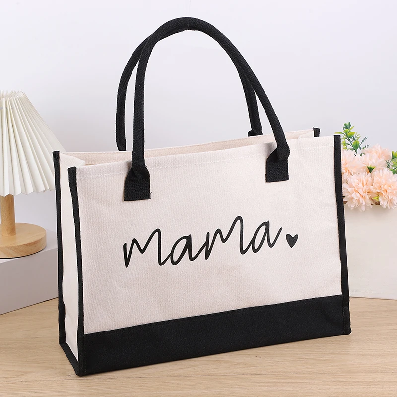 Personalized Bridesmaids Canvas Tote Bag Vintage Name Shoulder Reusable Grocery Mothers Day Cute Gifts for Her Initial Tote Bag