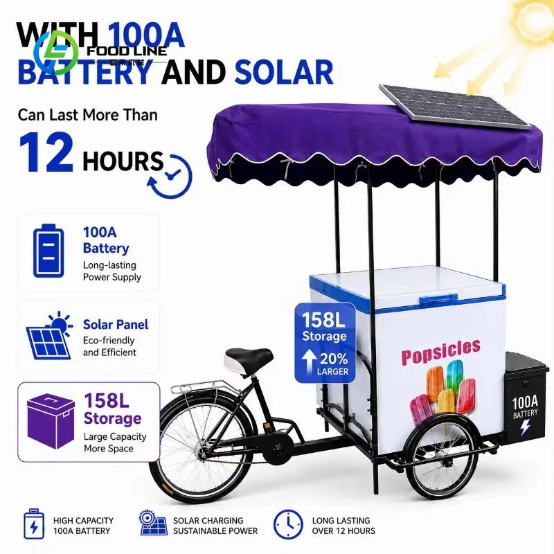 Commercial Bicycle Ice Cream Cart Mobile Street Food Trailer for Outdoor Snack Vending Event Customized Classic Design Portable