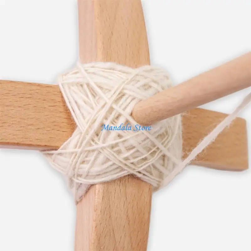 U2JC Drop Spindle Weaving Spinner Wheel Crosses-Shaped Wooden Turkish Spindle