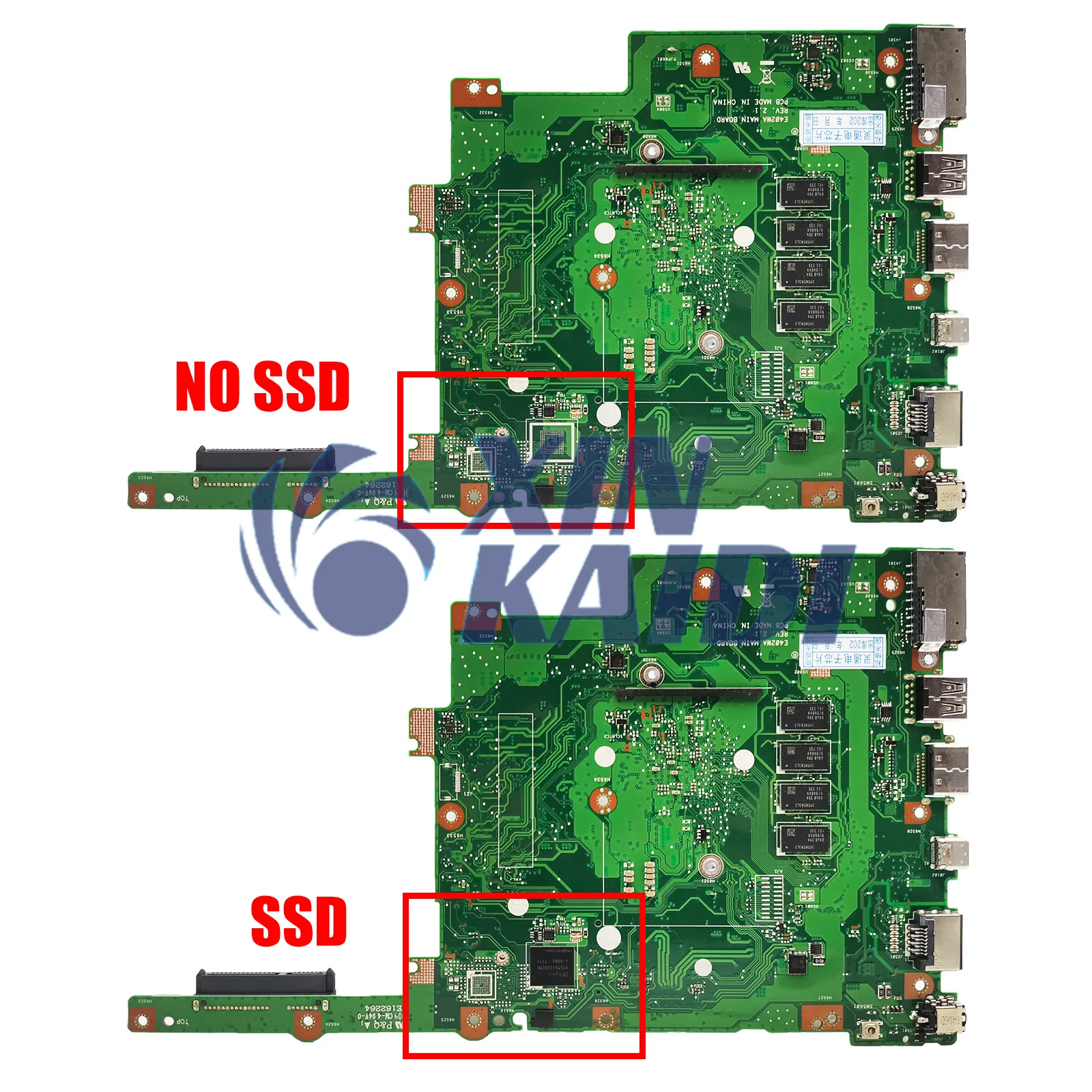 Laptop Motherboard For ASUS VivoBook E402YA E402W E402WAS Notebook Mainboard E1-6010 E2-6110 E2-7015 2G 4G RAM 0G 32G 64G SSD