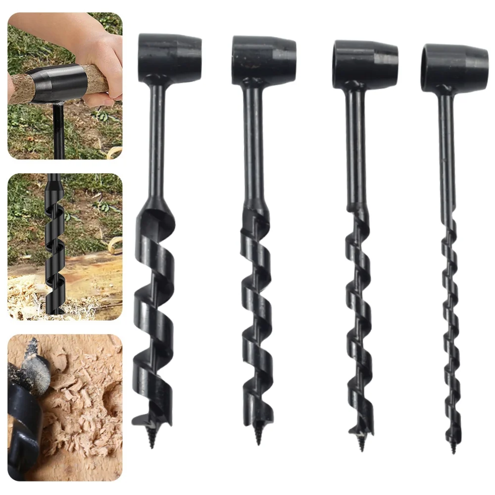 Bushcraft Hand Drill Carbon Steel Manual Auger Drill Portable Manual Survival Drill Bit Self-Tapping Survival Wood Punch Tool