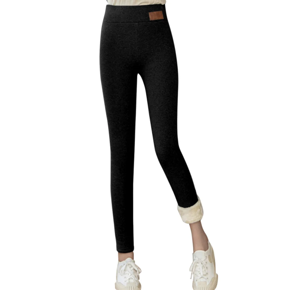 

Leggings with Plush Lining Slim Women Leggings High Waist Stretchy Leggings with Warm Plush Lining for Autumn Winter