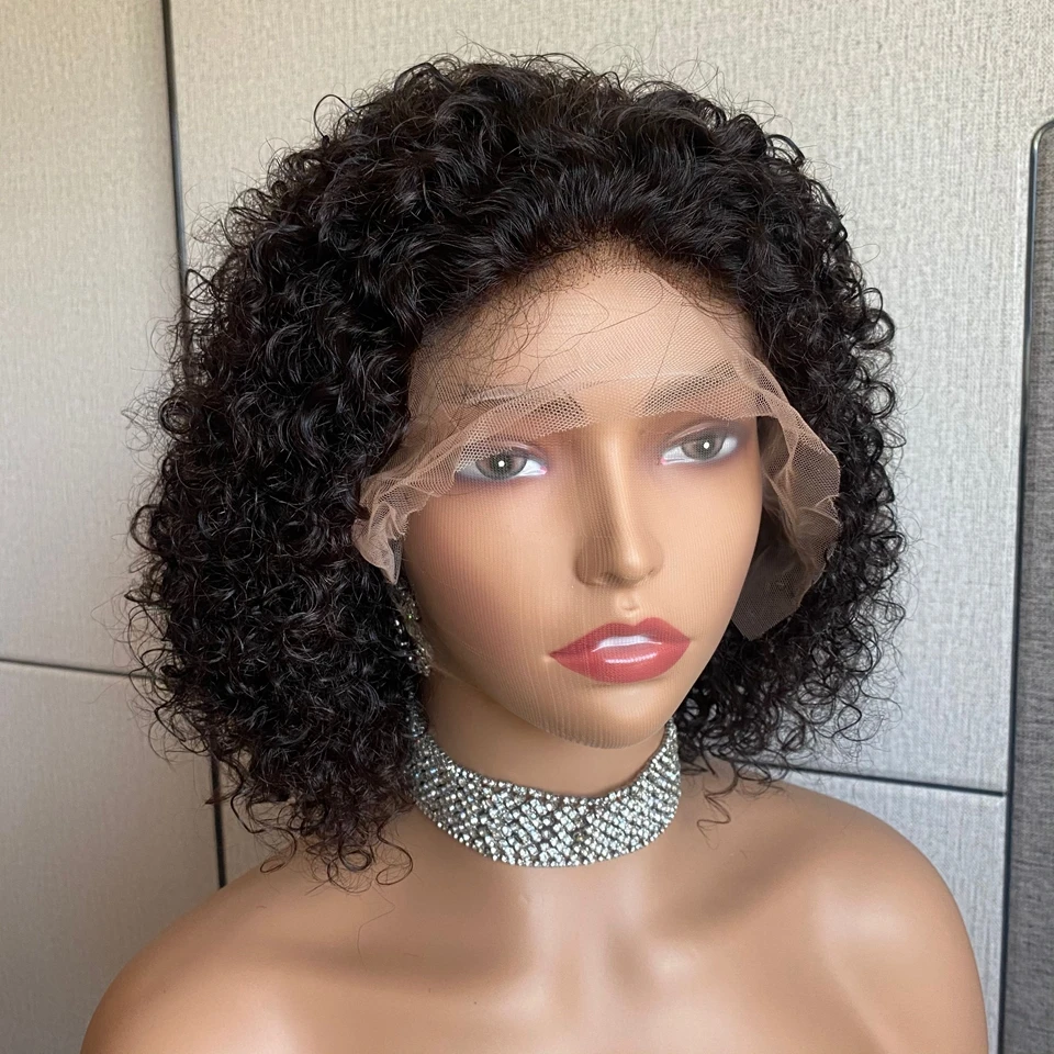 

Pixie Cut Wig Short Bob Wig Curly Human Hair Wigs For Women 13x4 Lace Front Transparent Deep Wave Lace Wig Preplucked Hairline