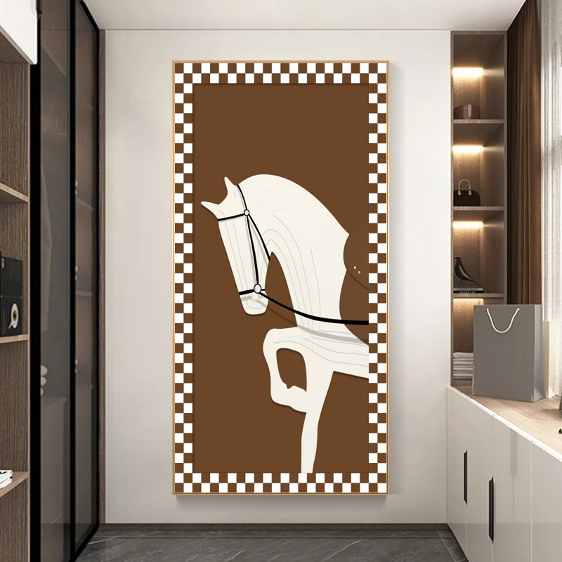 Modern Abstract Horse Luxury Entrance Painting Nordic Posters and Prints Wall Picture for Living Room Home Decoration No Frame