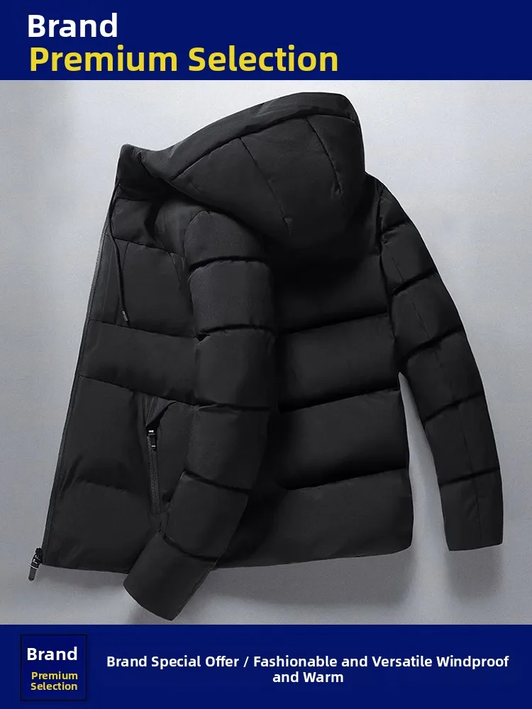 

Зимняя утепленная мужская куртка с капюшоном, теплая повседневная модная верхняя одежда для молодежи, с наполнителем из полиэфирного волокна для холодной погоды...