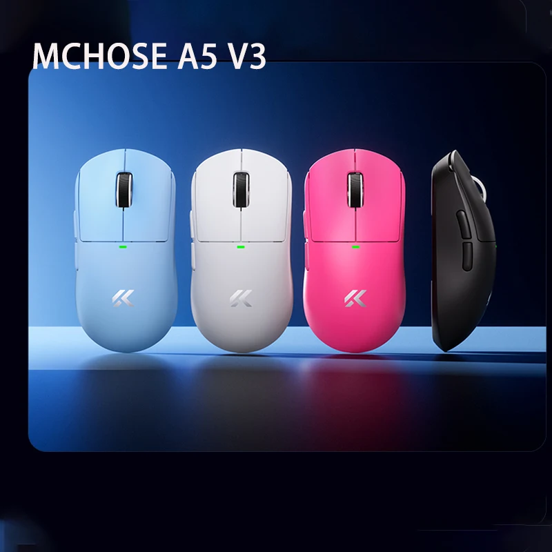 MCHOSE A5 V3 Gaming Mouse Wireless Tri-Mode Ergonomics 500mAh PAW3395 4K/8K 26000DPI Lightweight E-sports Mouse PC Accesso