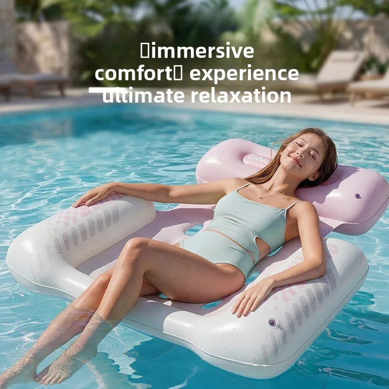 Pool Party Festival Gifts Home Living Inflatable Floating Bed, Foldable Portable Mesh Recliner Float Row Swimming Water Supplies