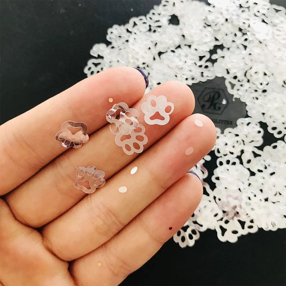 PrettyG 1 Box Cute Dog Paw Print Glitter Shape Holographic Colorfull Glitter Sequin for Nail DIY Art Craft Makeup Decoration