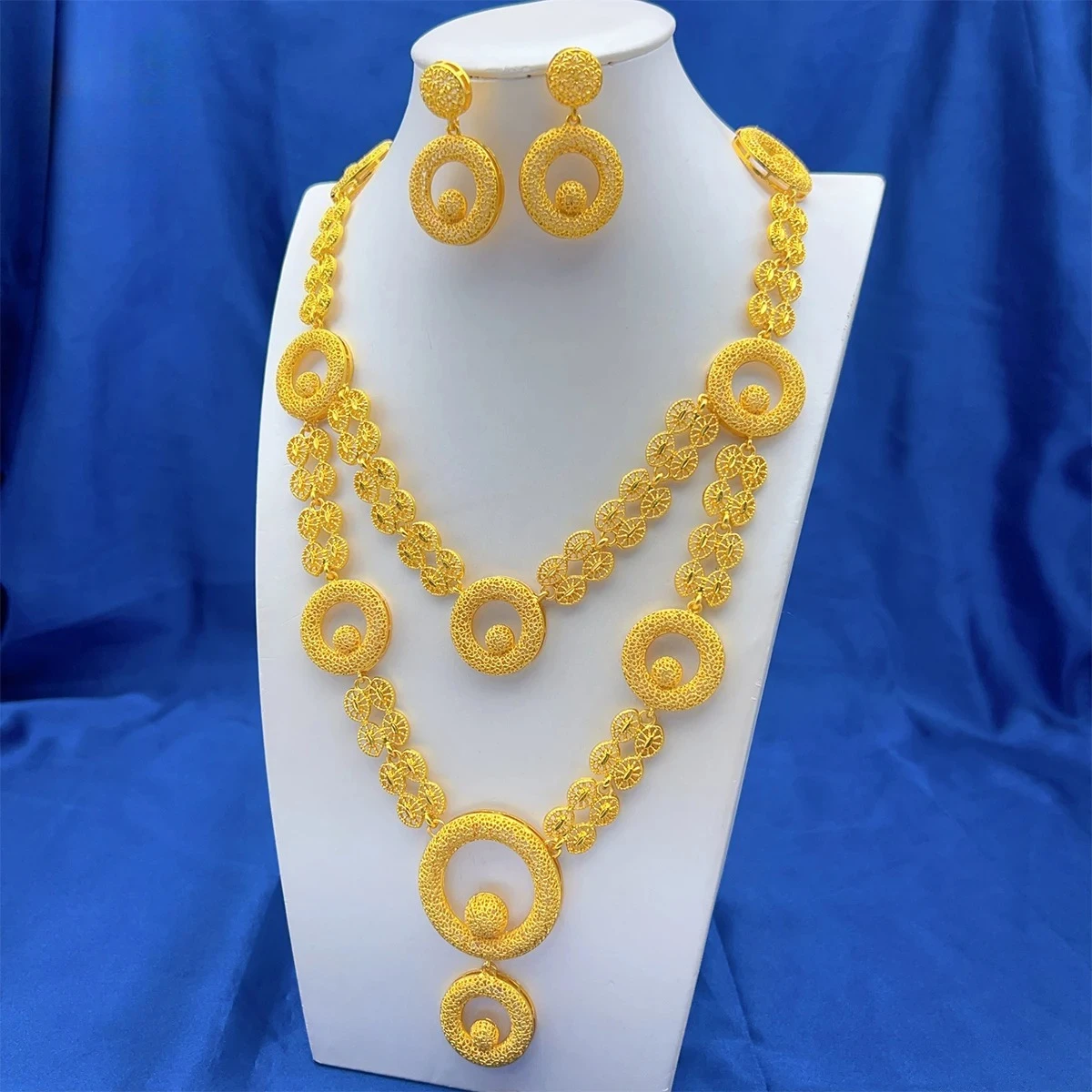 ANIID Dubai 24K Gold Color Jewelry Sets Wedding African Necklace Earrings For Women Nigerian Indian Bridal 2PCS Set Party Gifts