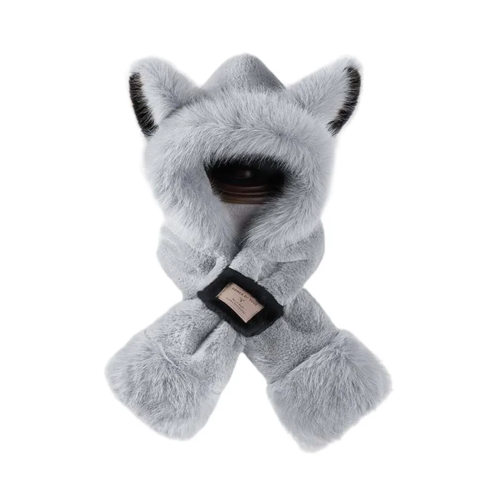 

Lei Feng Cap Cartoon Winter Plush Hat Anti-cold Windproof Animal Ear Scarf Hat 2 IN 1 Soft Ear Protection Cap Autumn