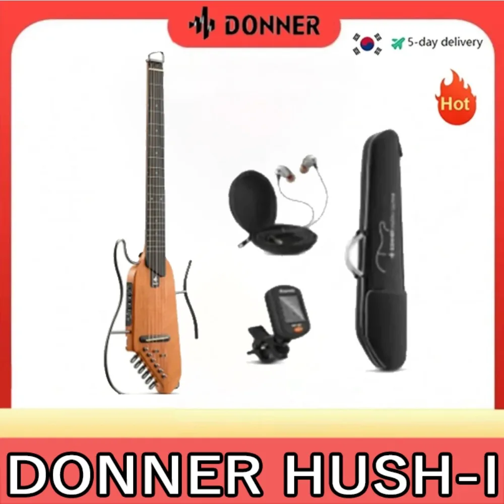 Donner Travel Guitar, HUSH-I Headless Silent Guitar, Removable Frames Ultra Light Acoustic Electric Hush I Guitar