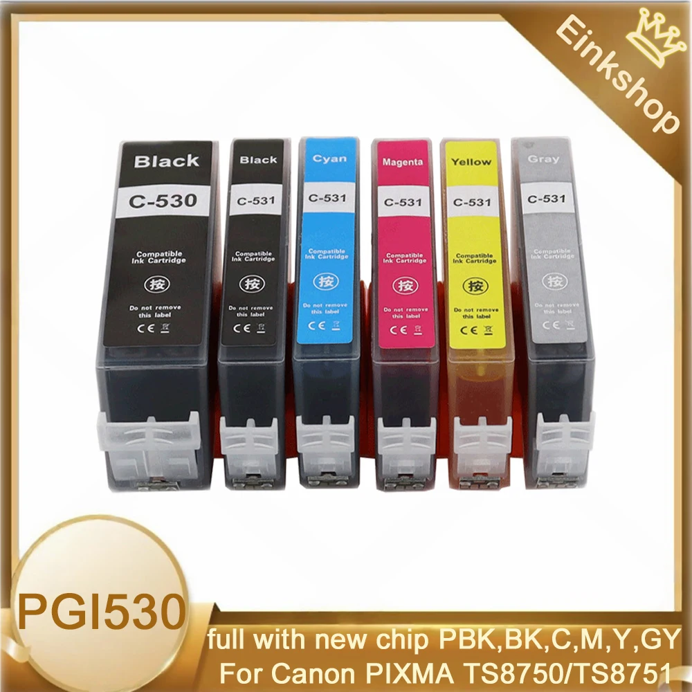 PGI530 XL Compatible for Canon CLI 531 PGI 530 PGI-530 CLI-531 Ink Cartridge Ink Cartridge for Canon Pixma TS8750 TS8751 Printer