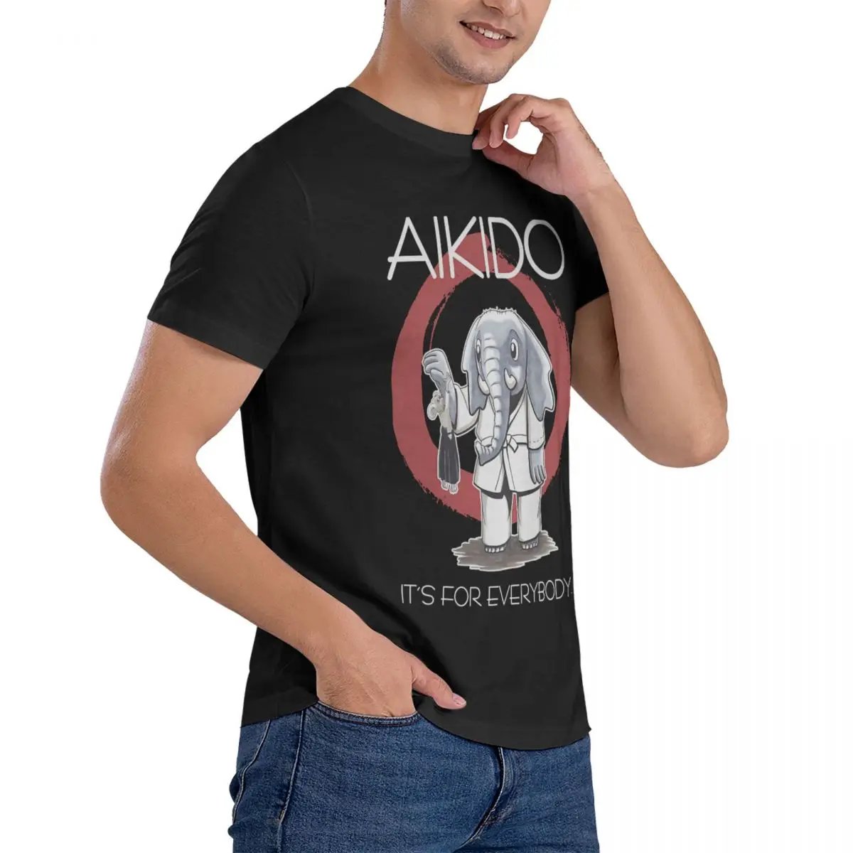 Es ist für alle (dunklen) Männer T-Shirt Aikido lässig T-Shirt Kurzarm o Hals T-Shirts Baumwolle Geschenk Kleidung