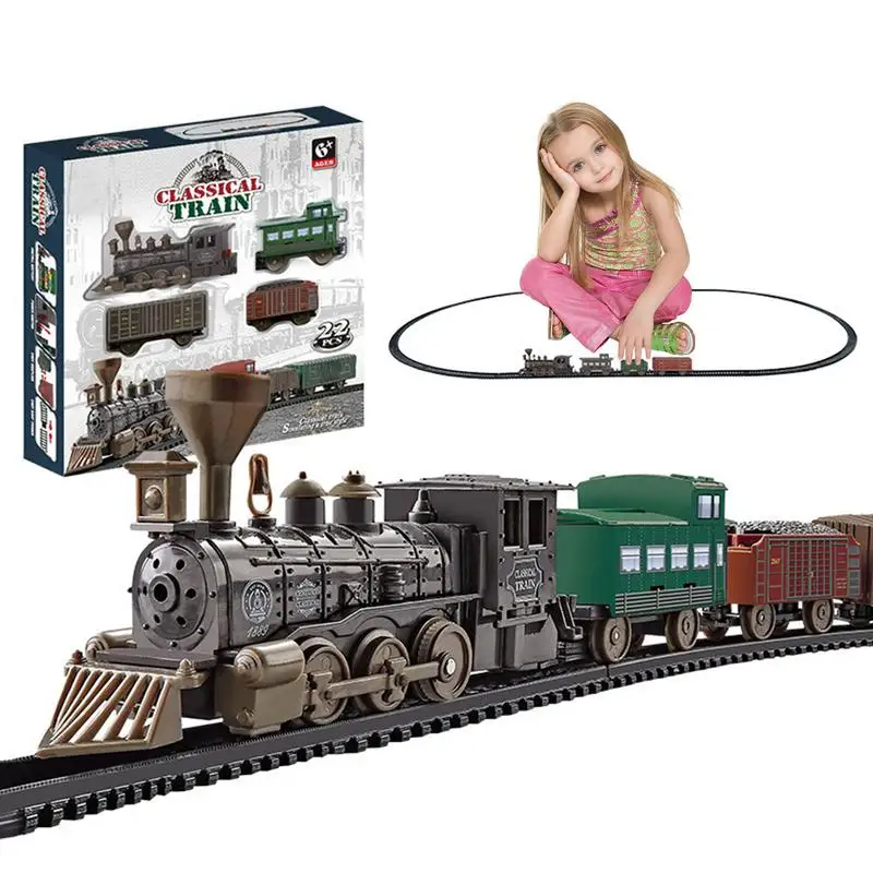 

Kids Train Set Electric Locomotive Engine Toys Train Set Cargo Car And Long Track Puzzle Toys Model Railroad Train Set For Boys