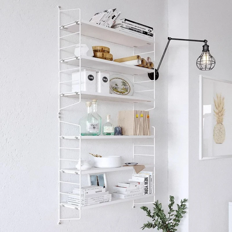 Decorative Wall Mounted Shelf Set, No Drill Installation Solid Wood & Iron Organizer, Floating Shelves for Bedroom Living Room