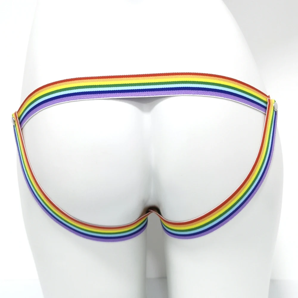 قوس قزح العفة قفص القضيب مكافحة قبالة جهاز شريط مرن سيسي الجنس لعب كيس الصفن حلقة الذكور القضيب الدائري حزام مساعد