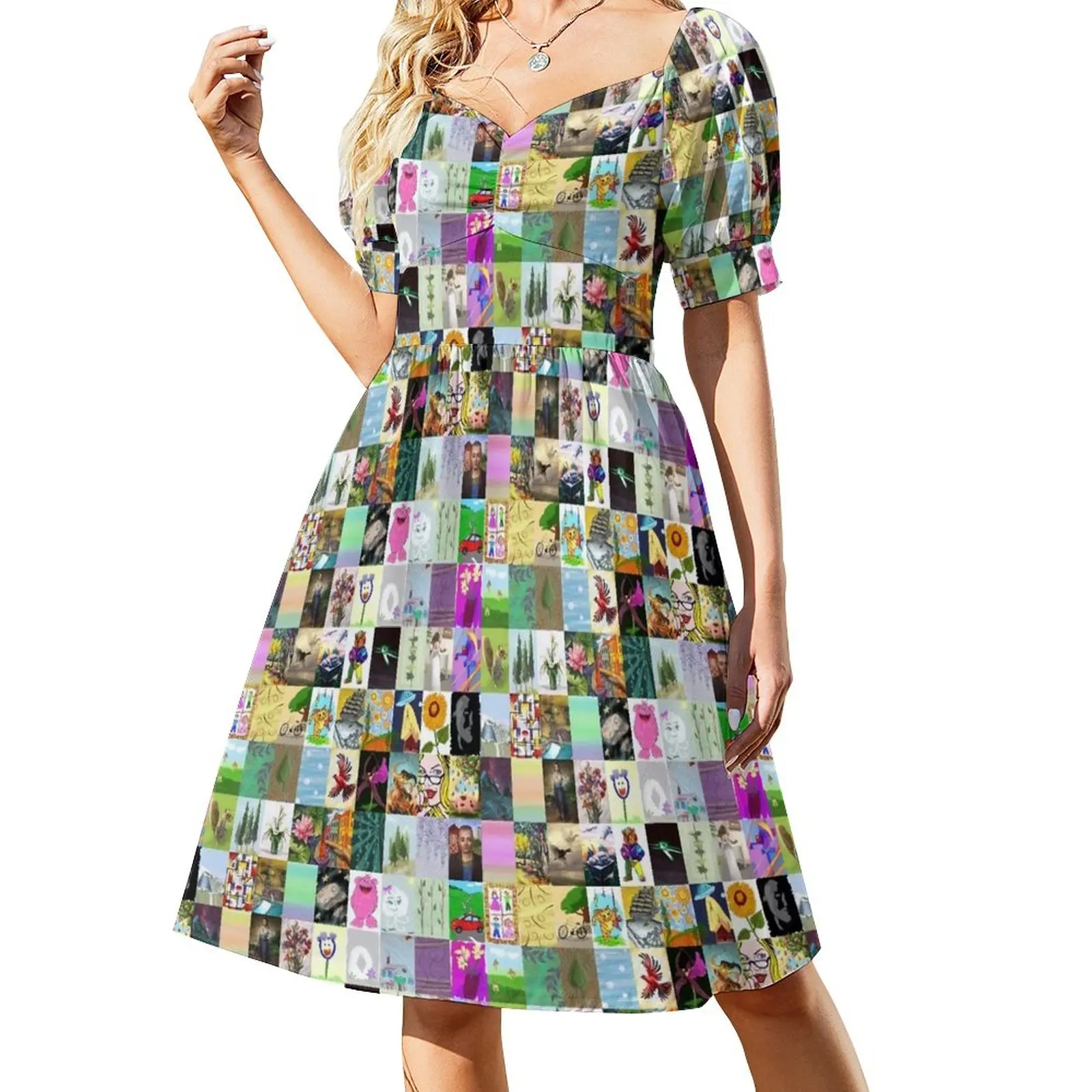 Sims artwork vestido sin mangas para mujer, falda informal, ropa de verano, vestido lindo