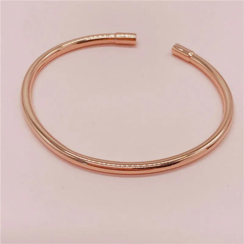 

Classic Design 585 Purple Gold Plated 14K Rose Gold Fashion Glossy Simple Opening bangles for women Charm Party Jewelry