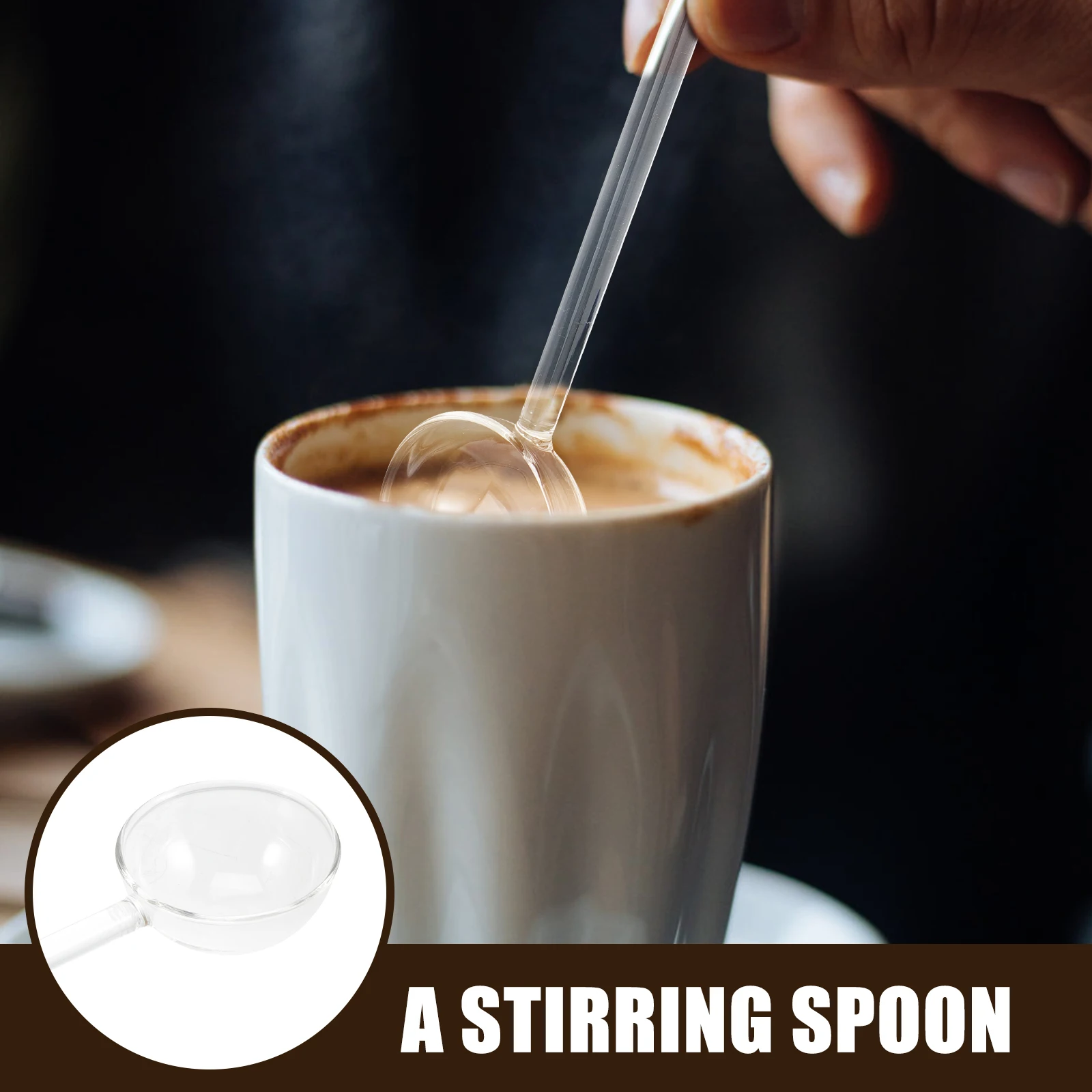 

6Pcs Heat Resistant Glass Spoons Long Handle Clear Mixing Home Restaurant Bar Dessert Spoons Glass Spoon Decorative Tableware