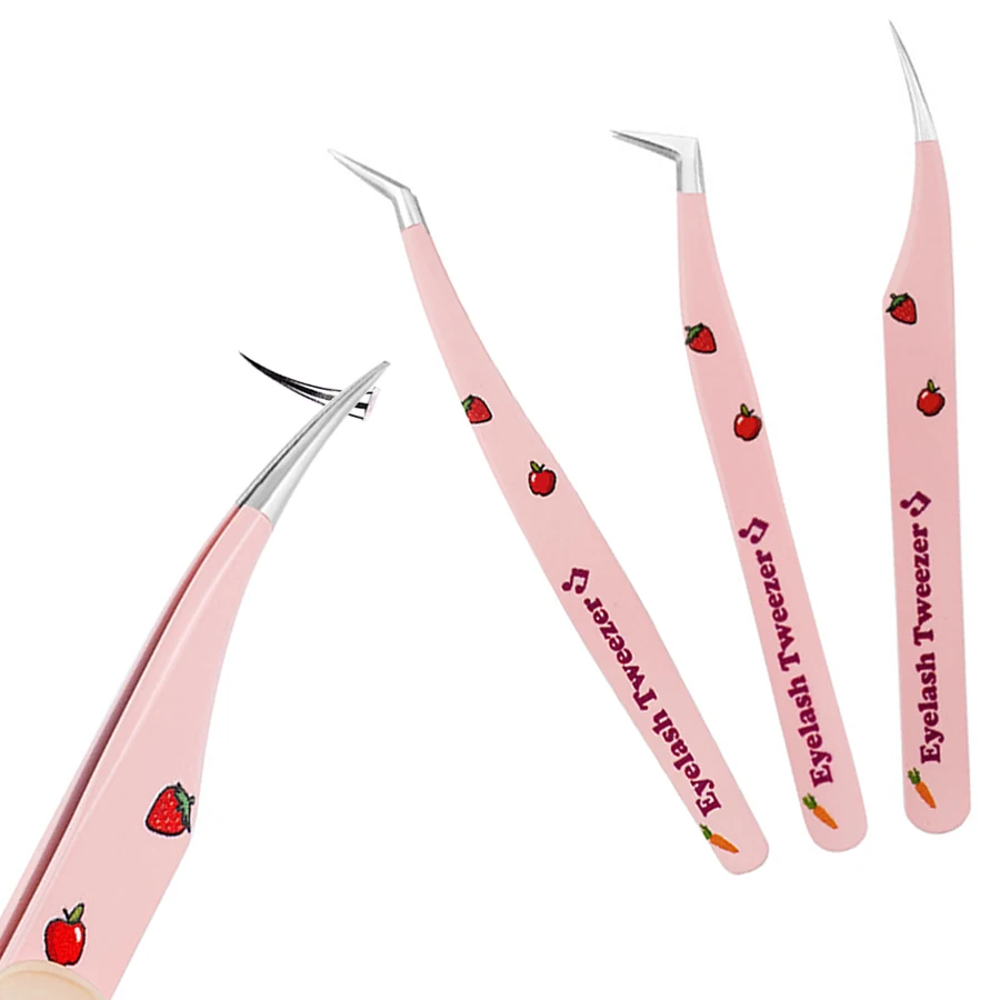 High Precision False Eyelashes Tweezer for Lash Extensions, Nail Rhinestones Pick Up, With Cute Strawberry Design