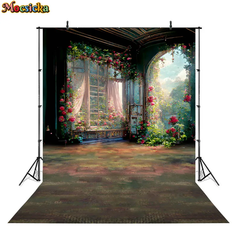 

Mocsicka Garden Castle Background Photography Flower Baby Children Gift Birthday Decoration Photo Studio Abstract Backdrop Props