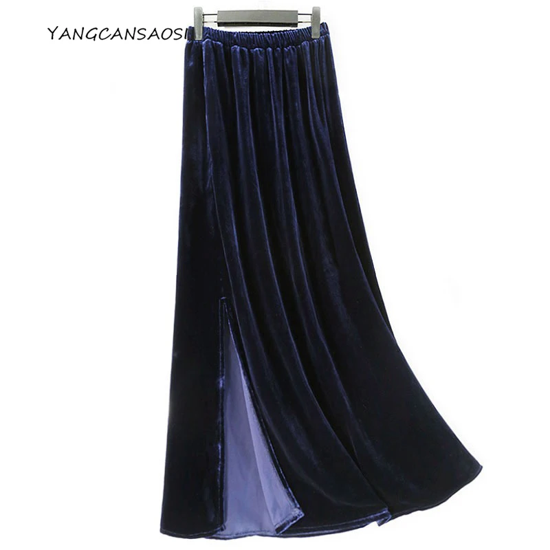 

2025 Women's Spring and Autumn New Style 30% Natural Mulberry Silk Velvet Elastic Waist Medium Long Straight One Step Skirt