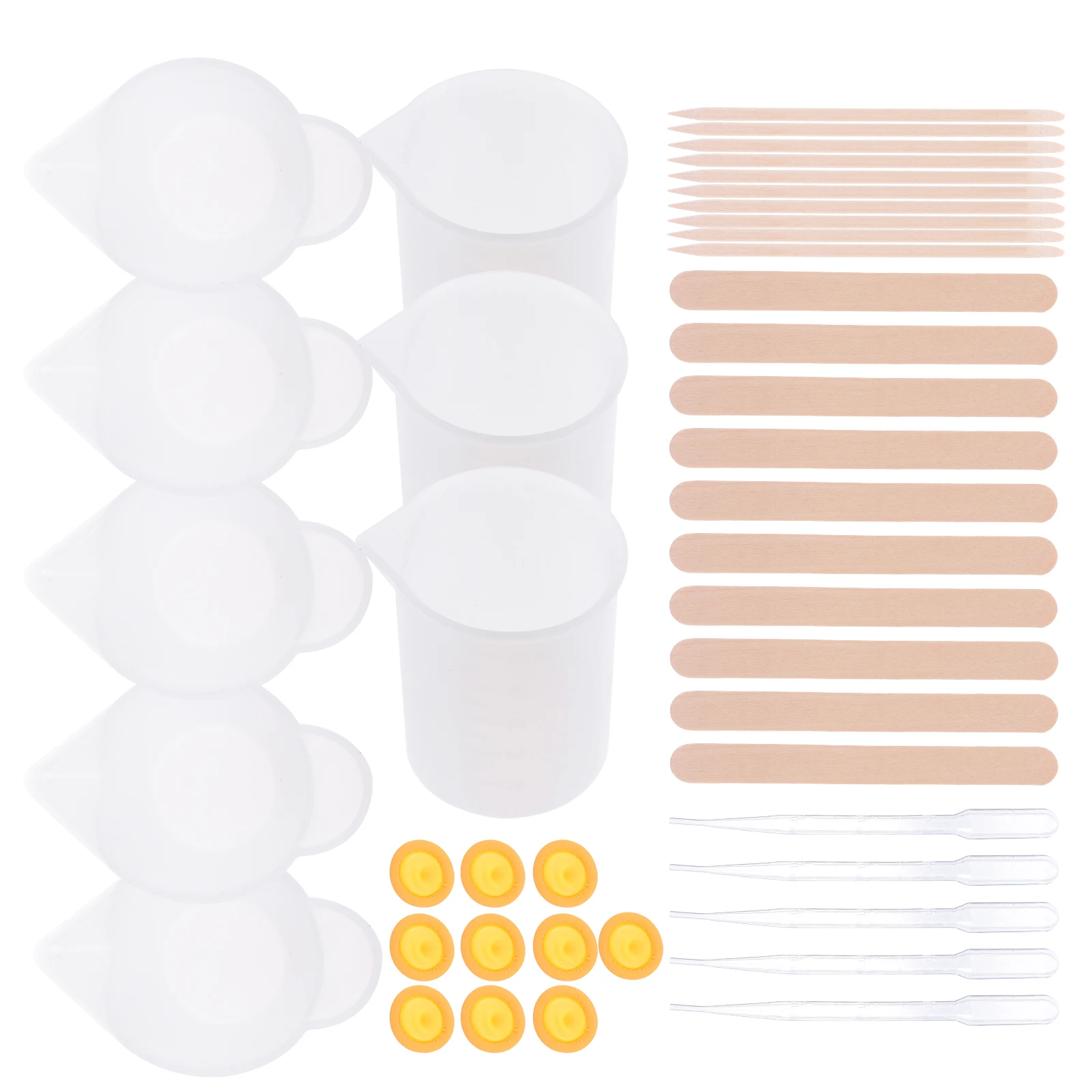 

Silicone DIY Epoxy Resin Craft Kit Measuring Stirring Cups Tools Set for Coasters Bowls Pendants Keychains Angled Pouring Design
