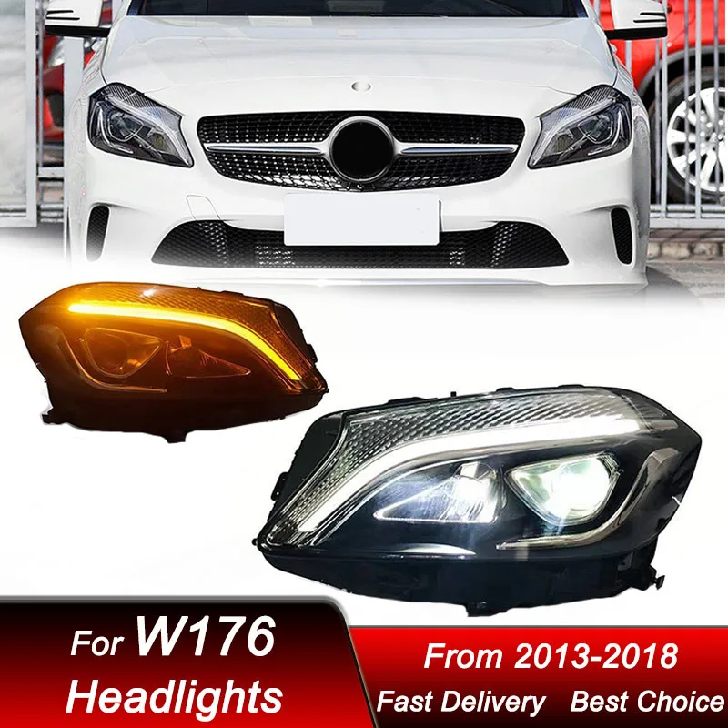 Car Headlights For Mercedes-Benz A CLASS W176 2013-2018 to high style LED Auto Headlamp Assembly Projector Lens Accessories Kit