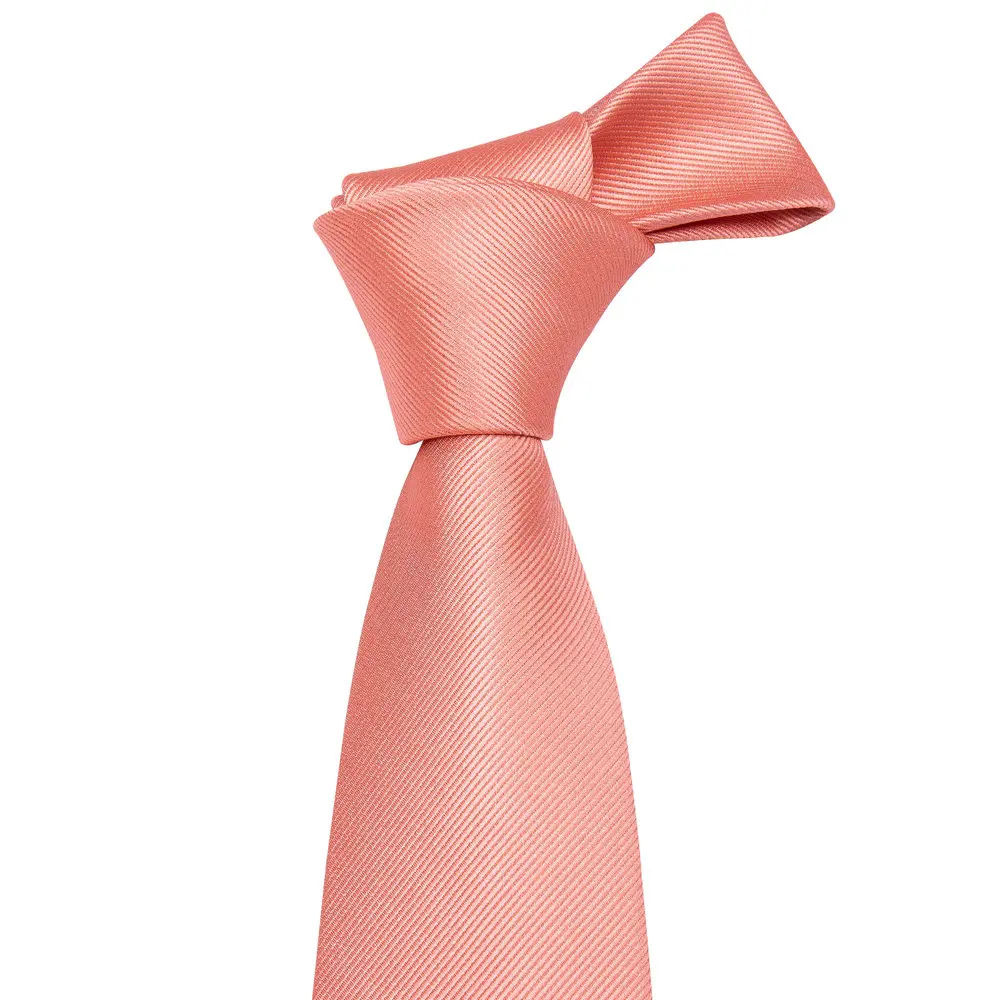 Barry.Wang 16 Styles Coral Pink Wedding Tie Peach Solid 100% Silk Ties For Men Wedding Party Business Luxury Brand Neckties Set