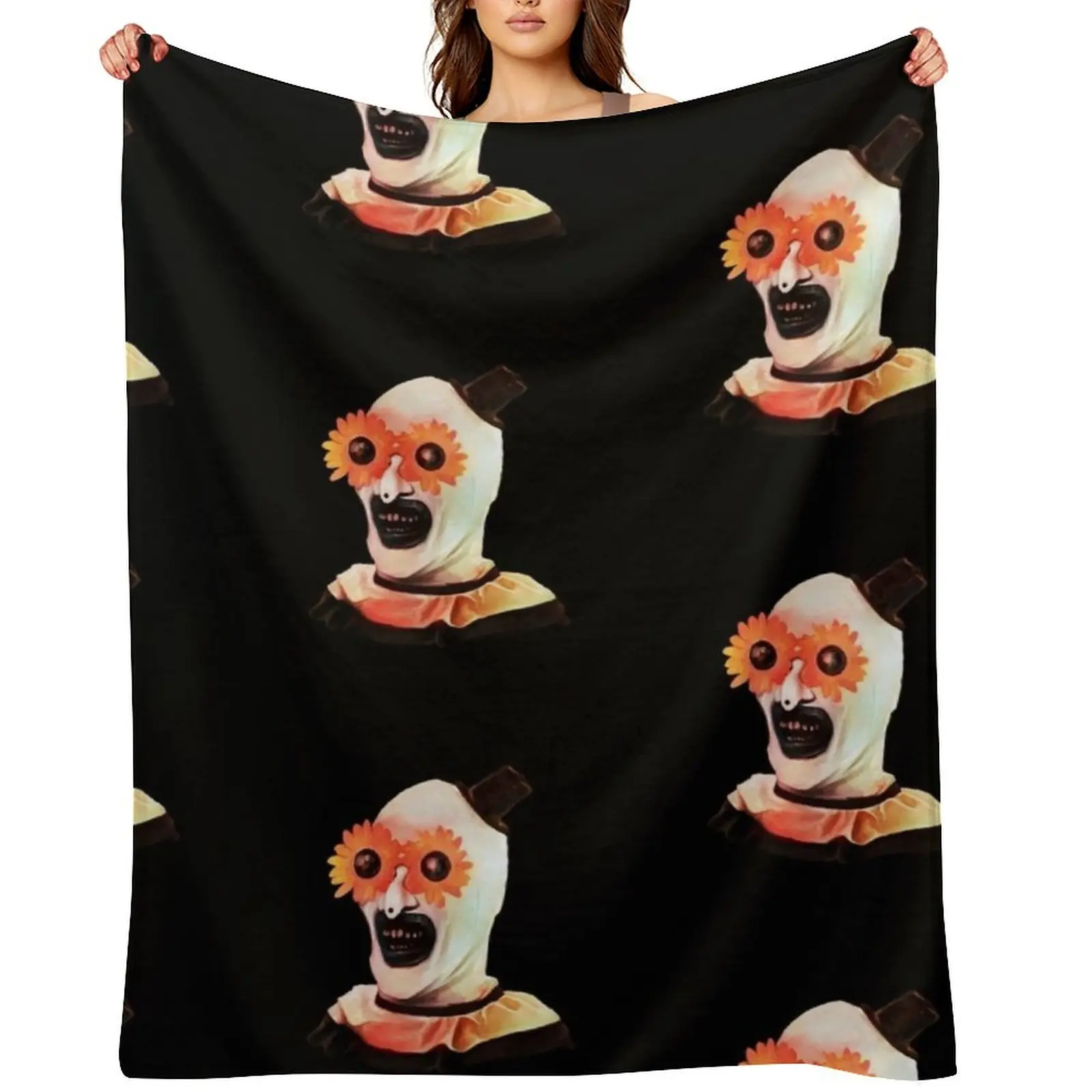 

Art the Clown the creepy withe flower glasses Throw Blanket For Sofa Thin Decorative Throw for babies Cute Plaid Blankets
