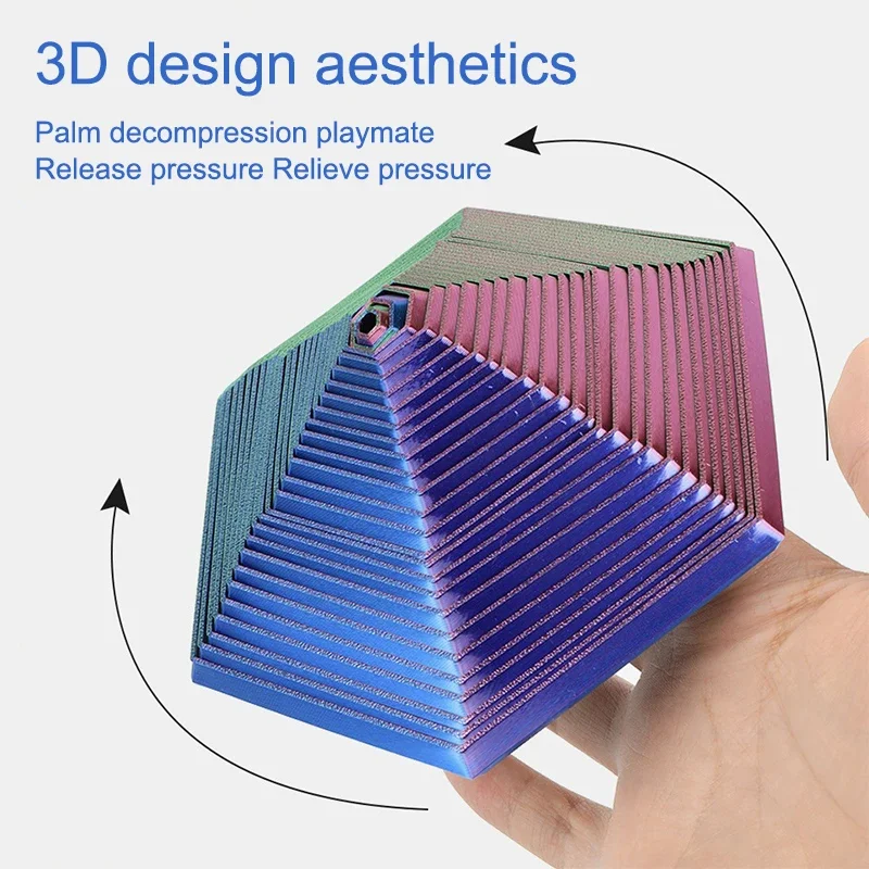 Ferramenta de alívio do estresse de impressão 3D de brinquedo fractal hexagonal de mudança espiral