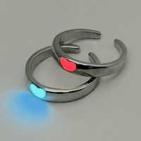 2pcs Luminous Heart Rings Glowing In Dark Fluorescent Ring for Men Women Adjustable Open Finger Ring Couple Rings Jewelry Gifts